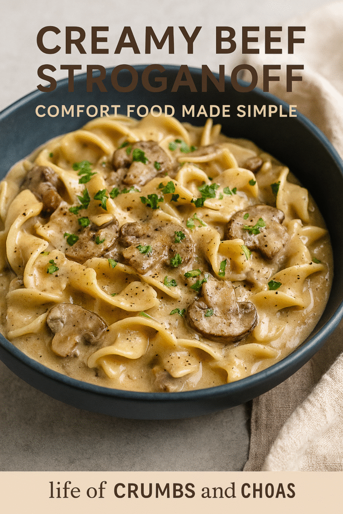 beef stroganoff text overlay